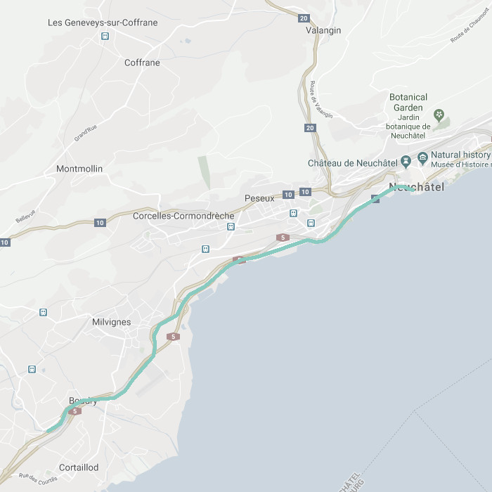 Tram map for Neuchâtel, Switzerland.